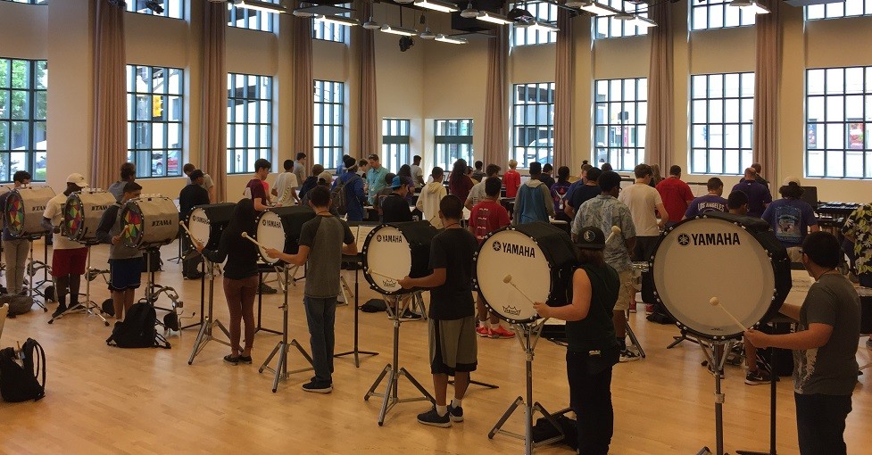 students playing instruments during Bass Hall High School Percussion Camp