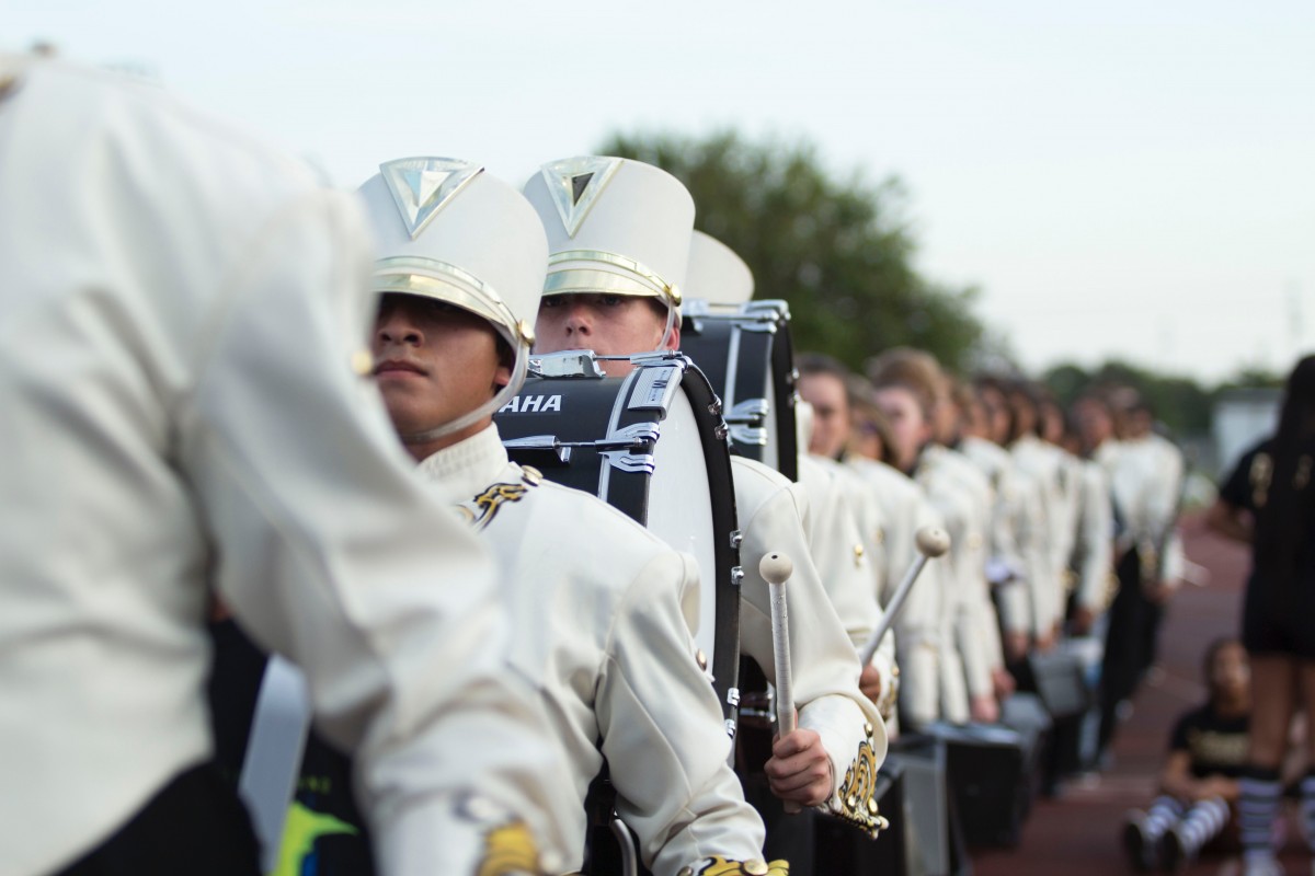 marching band's drummers in uniform 