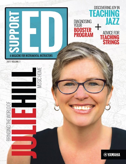 cover of the 2017v1 issue of SupportED featuring percussionist Julie Hill