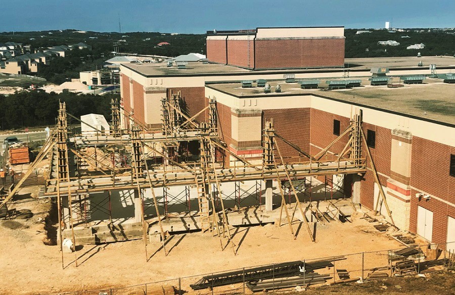 Construction of Johnson High School's new band hall 