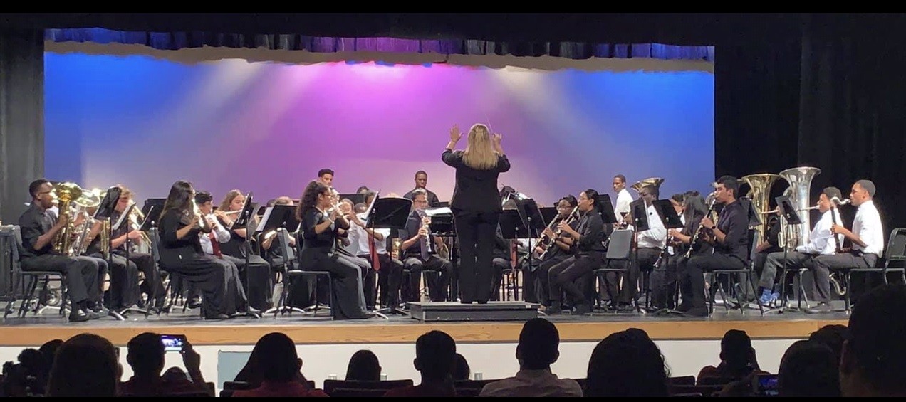 Lake Worth Community band performing on stage