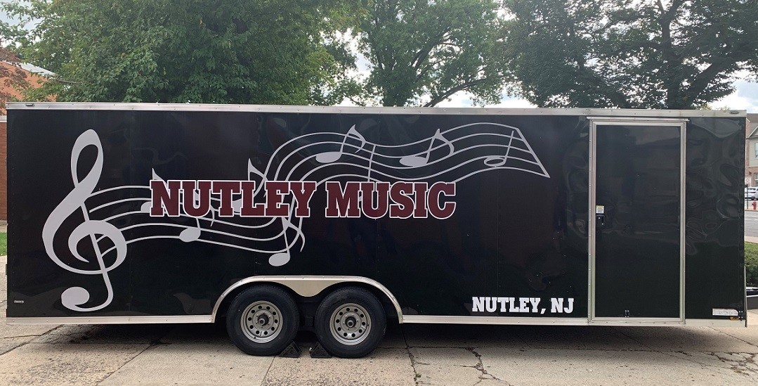 Nutley band storage trailer from side
