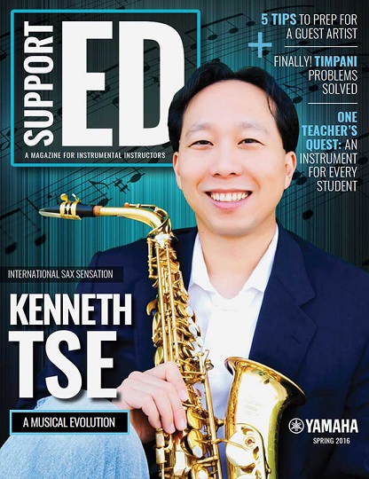 cover of the Spring 2016 issue of SupportED featuring saxophonist Kenneth Tse