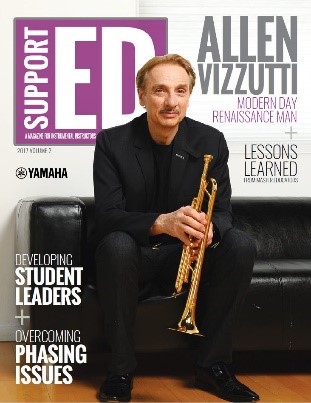 cover of the 2017v2 issue of SupportED featuring trumpeter Allen Vizzutti