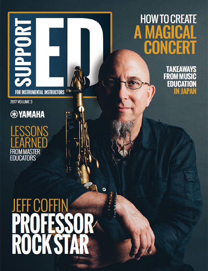 cover of the 2017v3 issue of SupportED featuring saxophonist Jeff Coffin