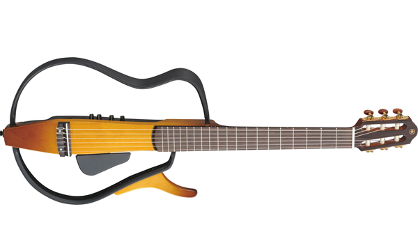 Electric guitar with open body work design.