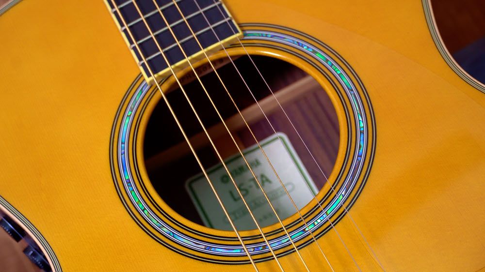 Closeup of guitar.