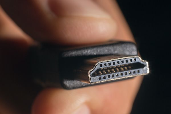 Close-up shot of HDMI 2.1 cable.