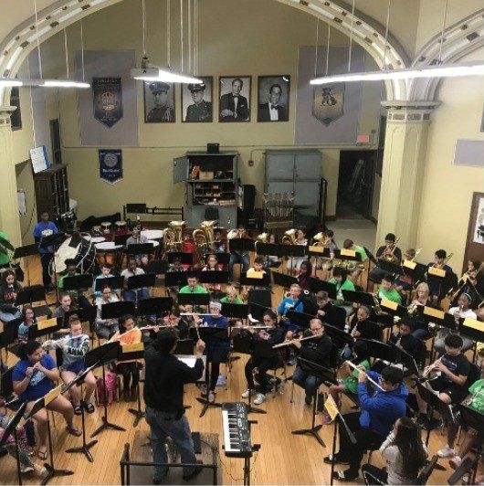 Joliet Central High School band rehearsal