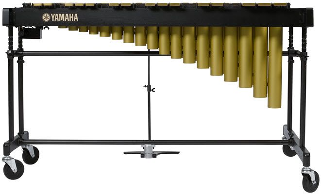 A view of a vibraphone from the front.