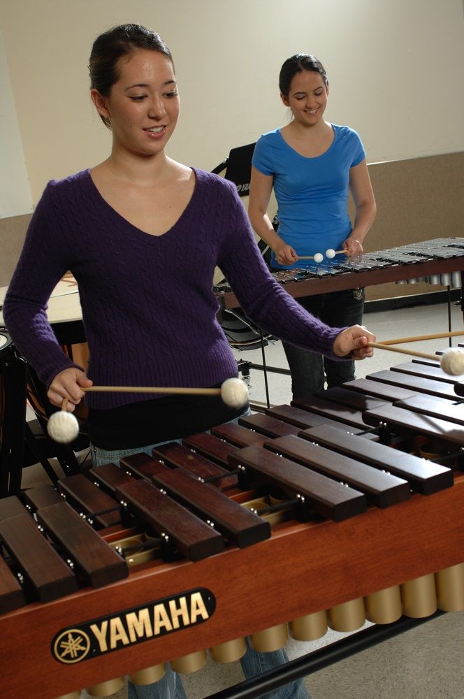 two female percussion students