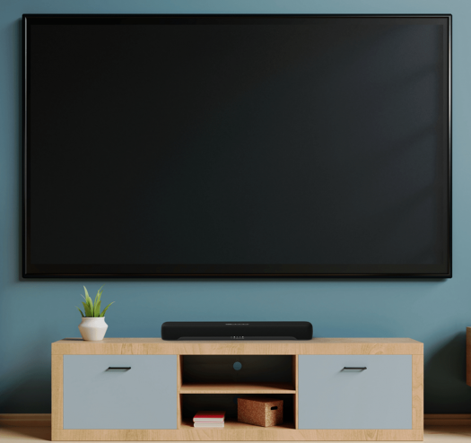 Sound bar placed on a tabletop.