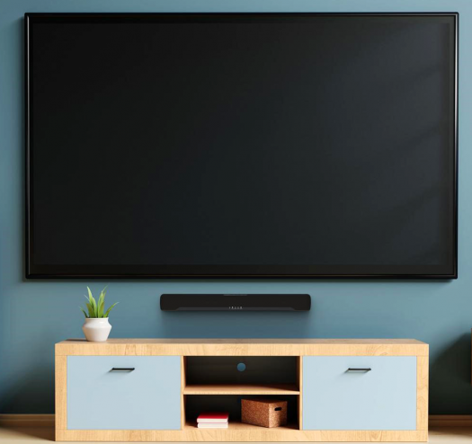 Sound bar mounted on a wall.