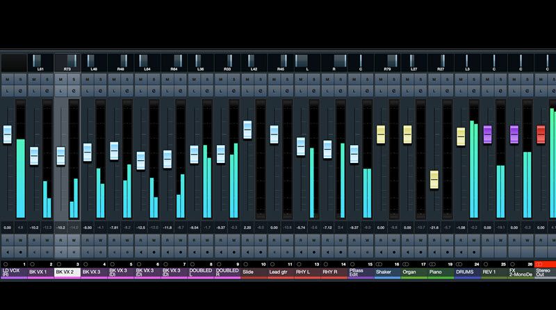 Control panel for audio mixer.