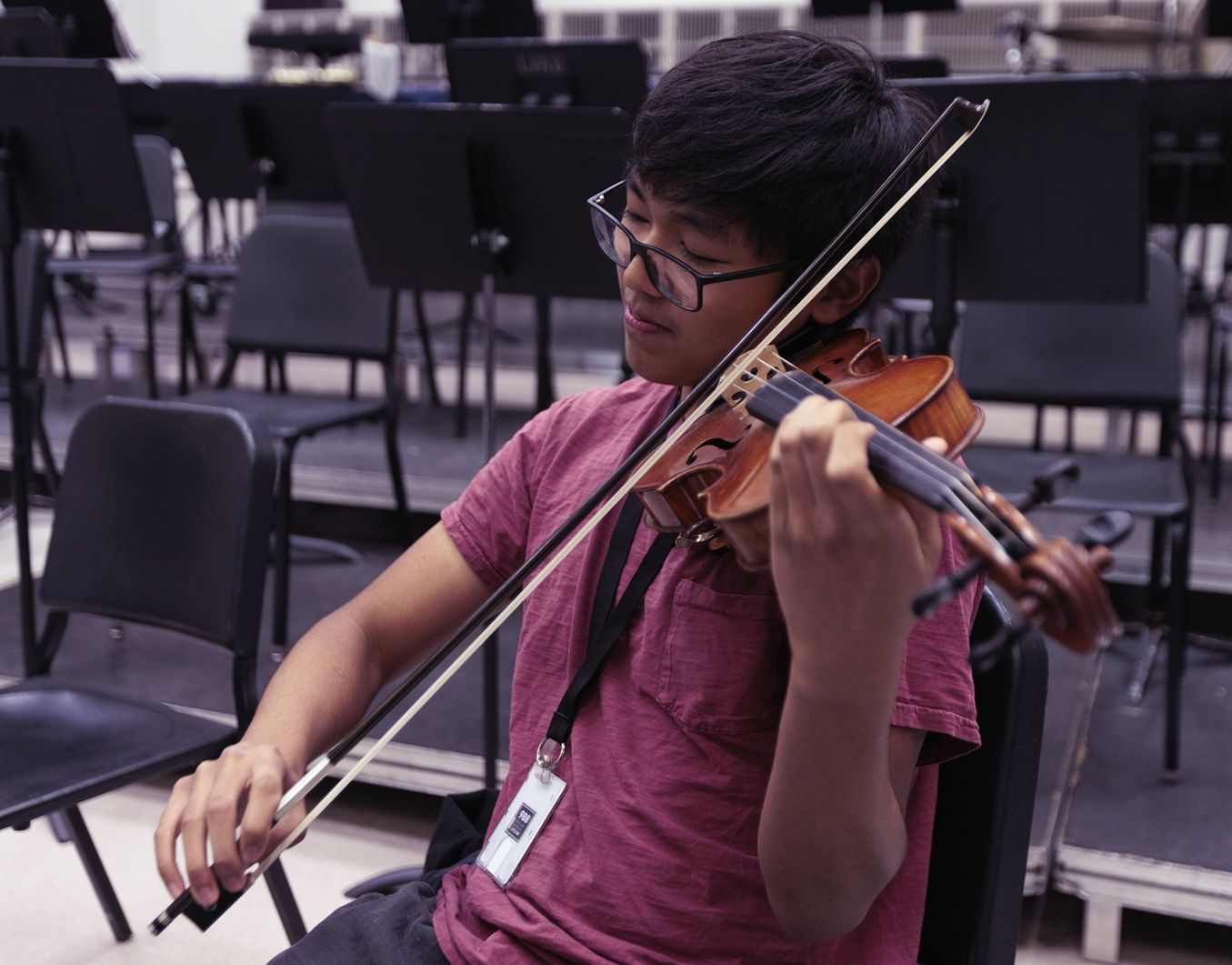 student playing violin