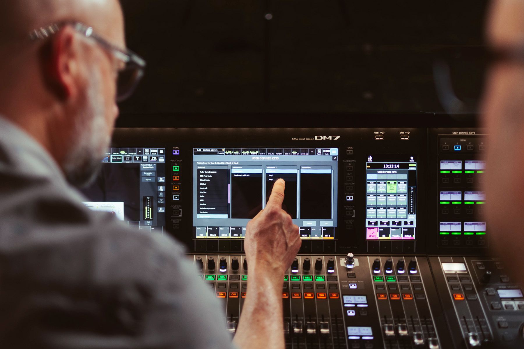 man using audio mixer