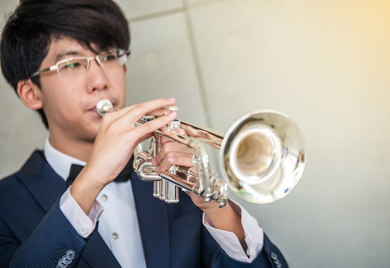 student playing trumpet