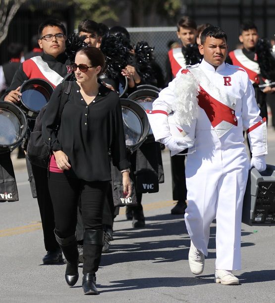 Roma High School band director and members of the band