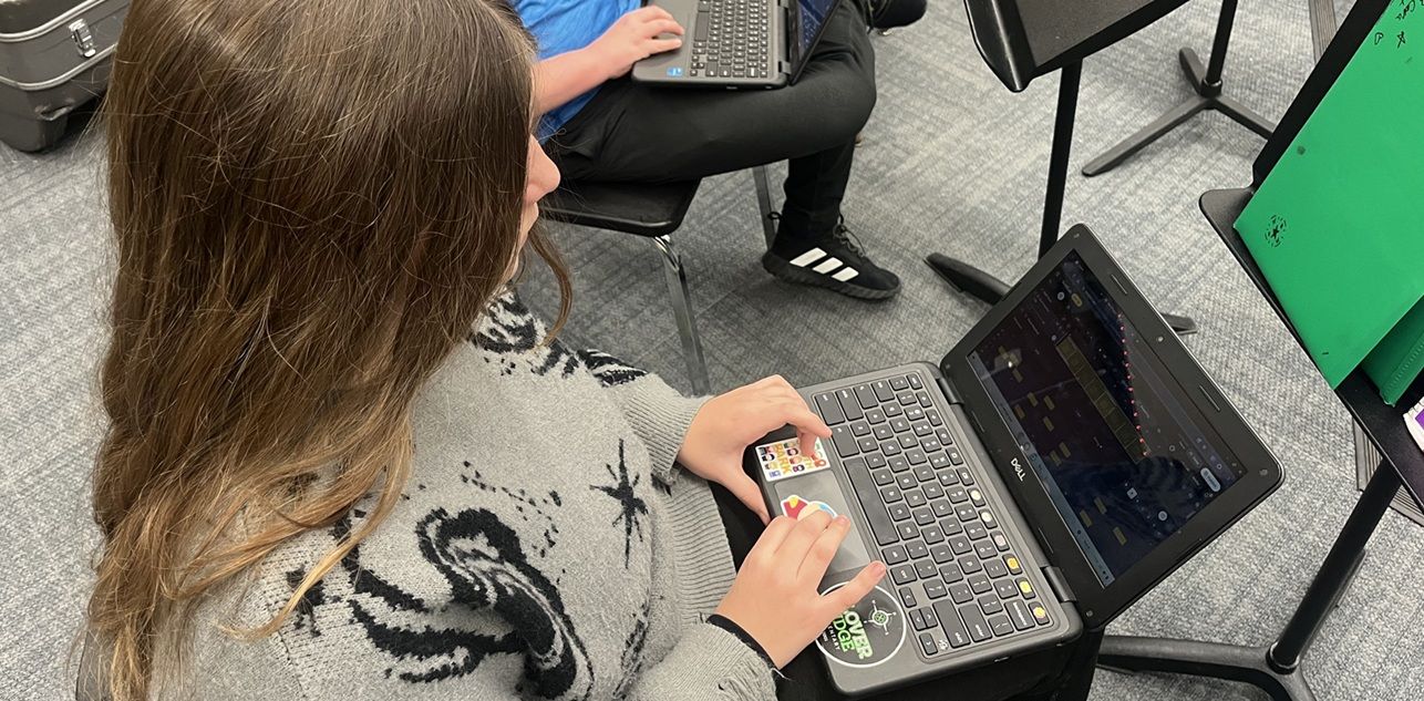 student working on laptops