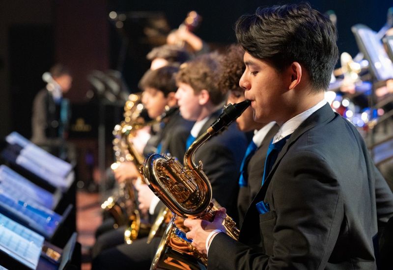 The King's Academy jazz band sax section