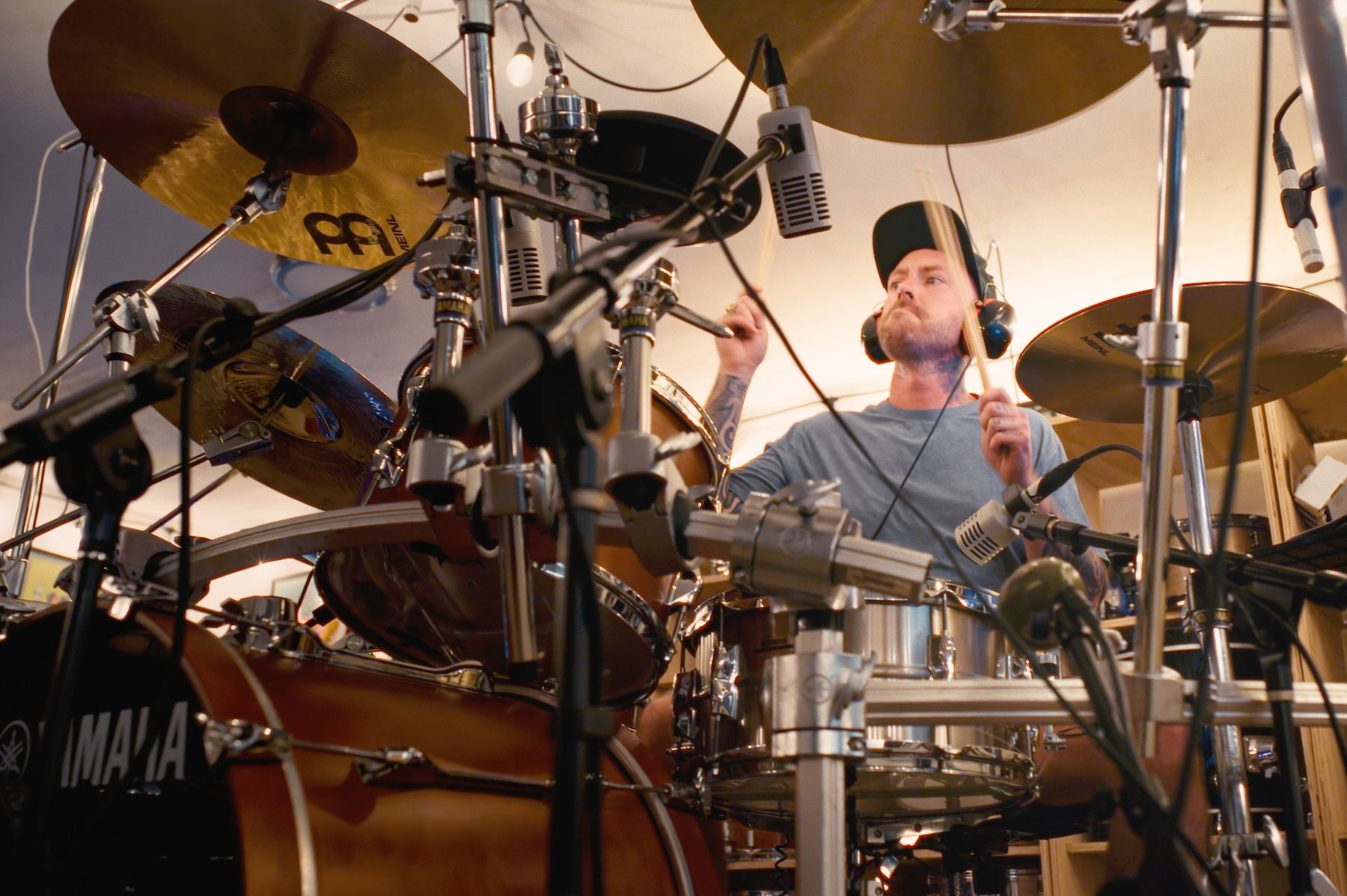 man playing the drums