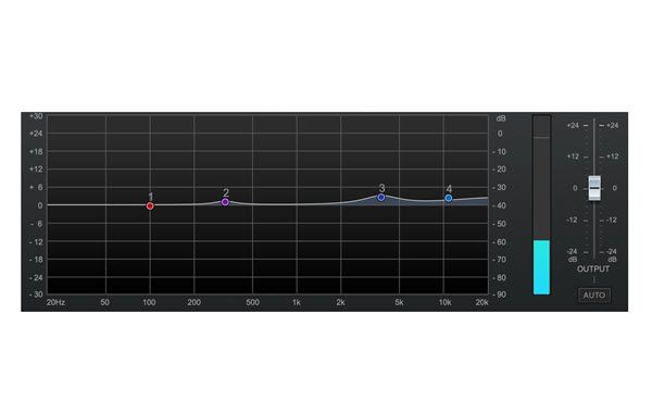 Closeup of the screen of an equalizer with wave.