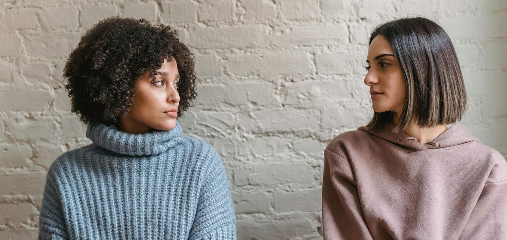 tense women looking at each other