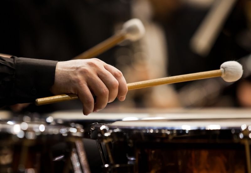 closeup of concert percussionit's hands