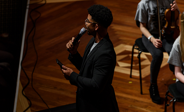 Bryson Finney speaking at We Are Nashville festival