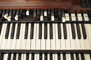 Closeup of Hammond B3 organ drawbars.