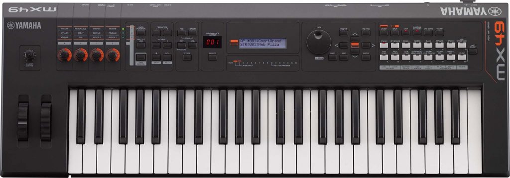 Yamaha MX49 electronic synthesizer keyboard.