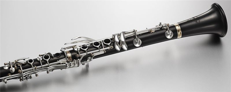 Clarinet laying on a flat surface.