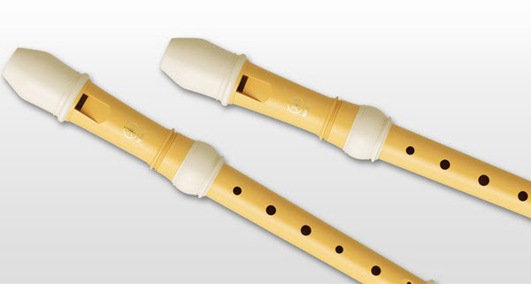 Two yellow and white recorders.