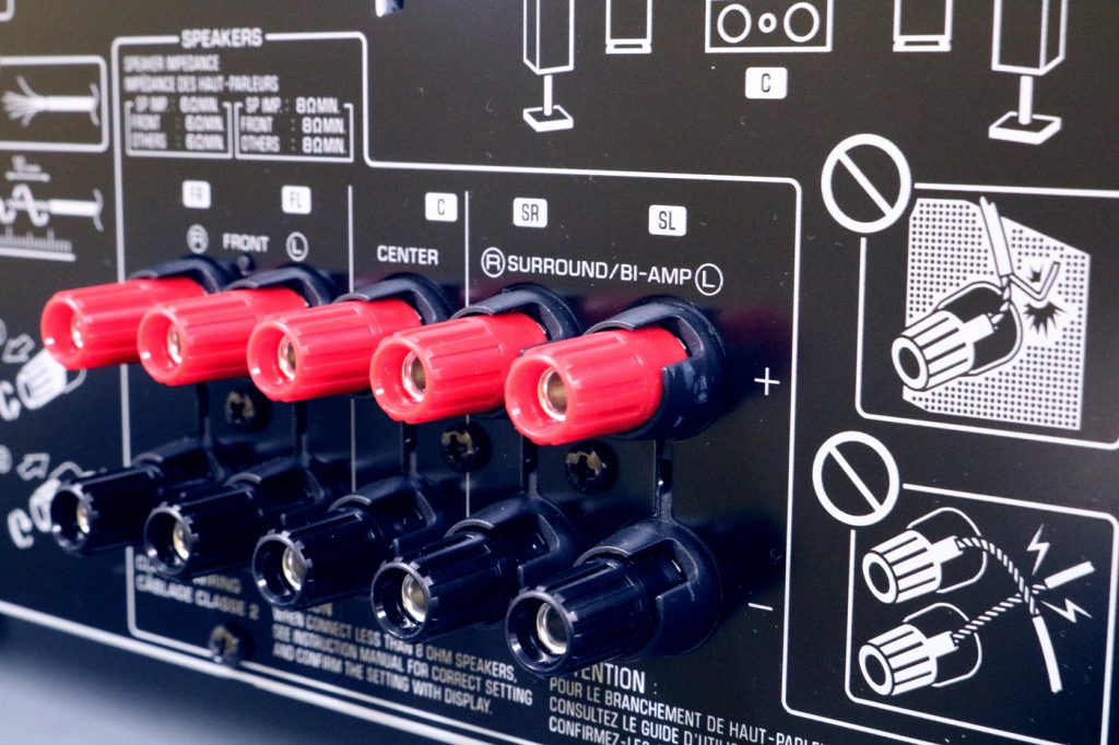 Closeup of terminals on back of receiver.