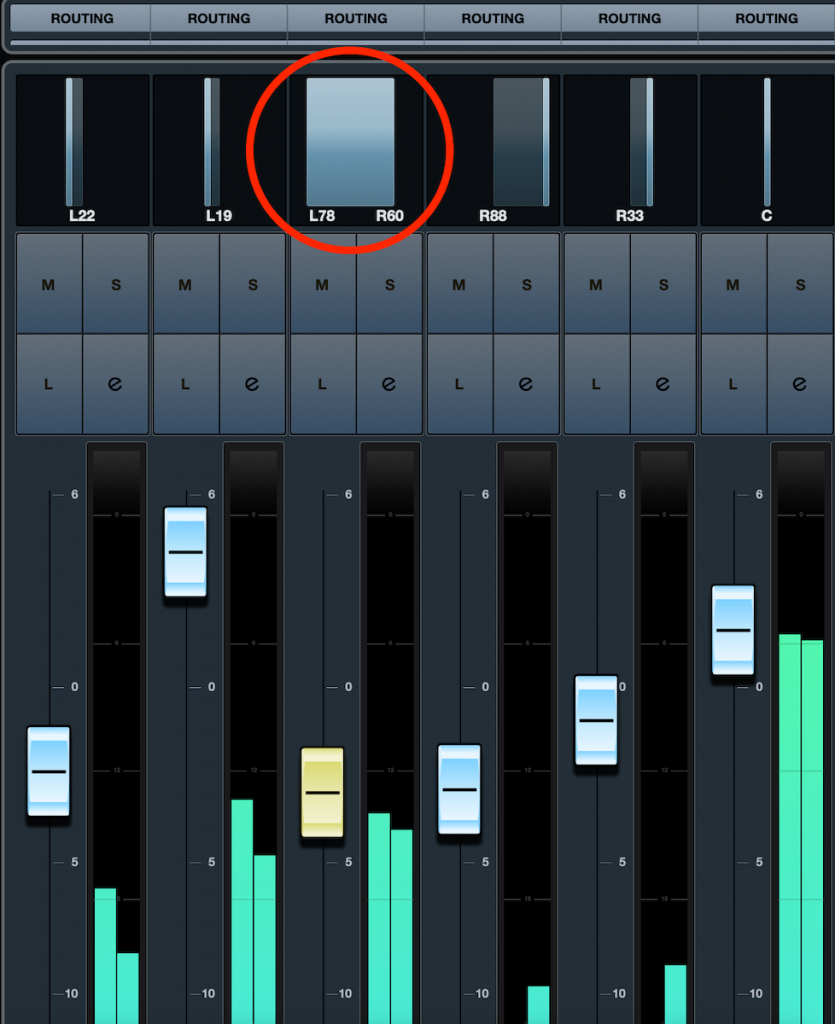 Screenshot of the Cubase Stereo Combined Panner.