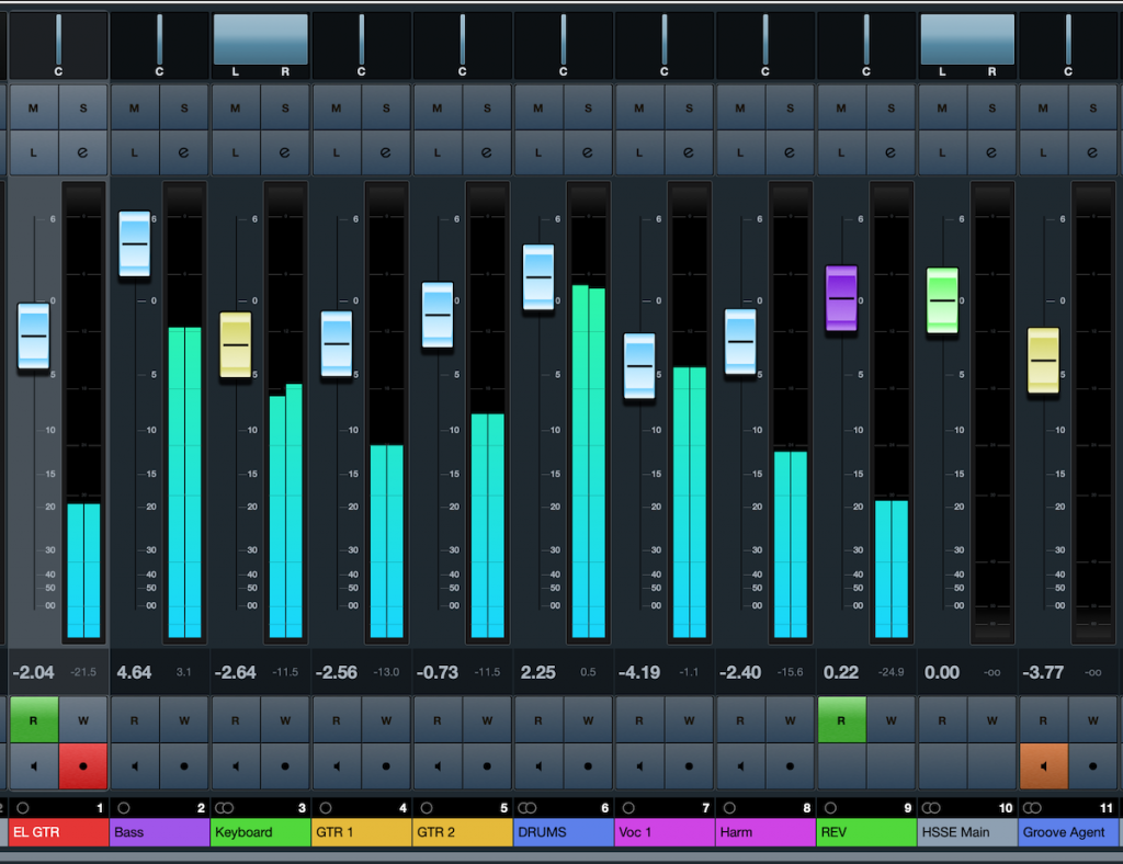 User balancing a track on Cubase.