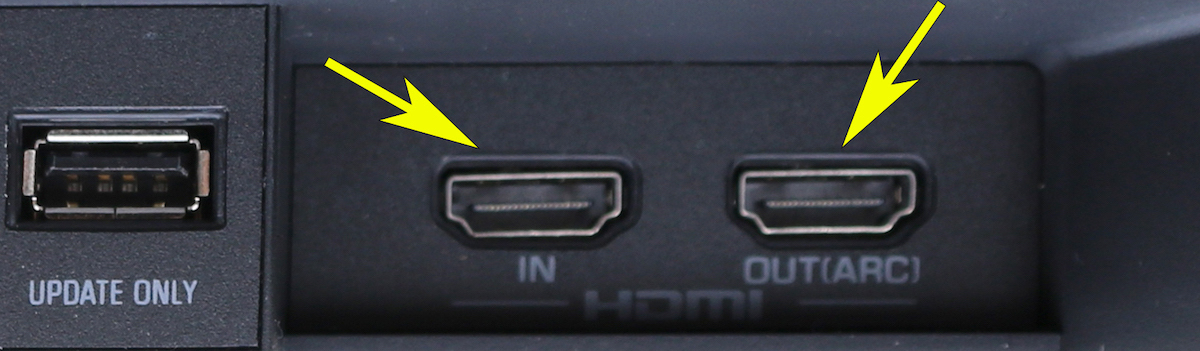 Yamaha YAS-109 sound bar HDMI input and output.