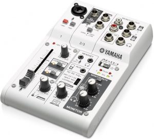 White Yamaha AG03 mixer.