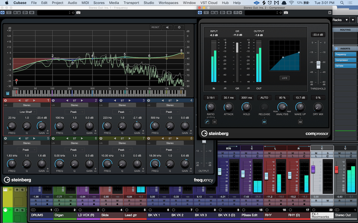 Master bus processing is applied to all the tracks in your mix.