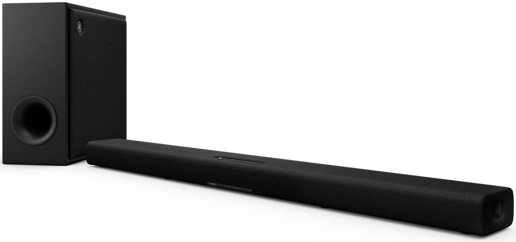 A sound bar and subwoofer.