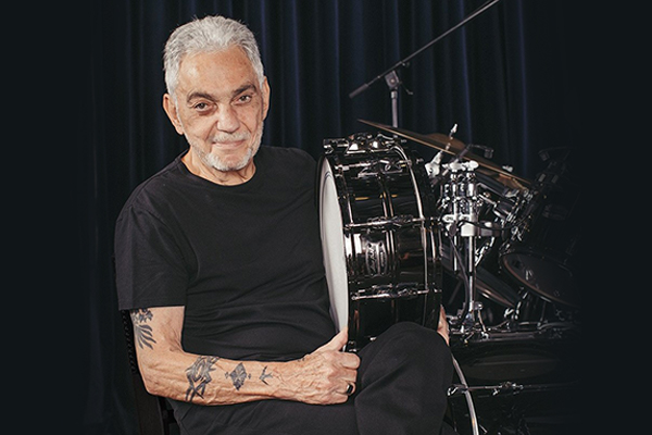 Steve Gadd poses with the new Steve Gadd Signature Snare Drum.