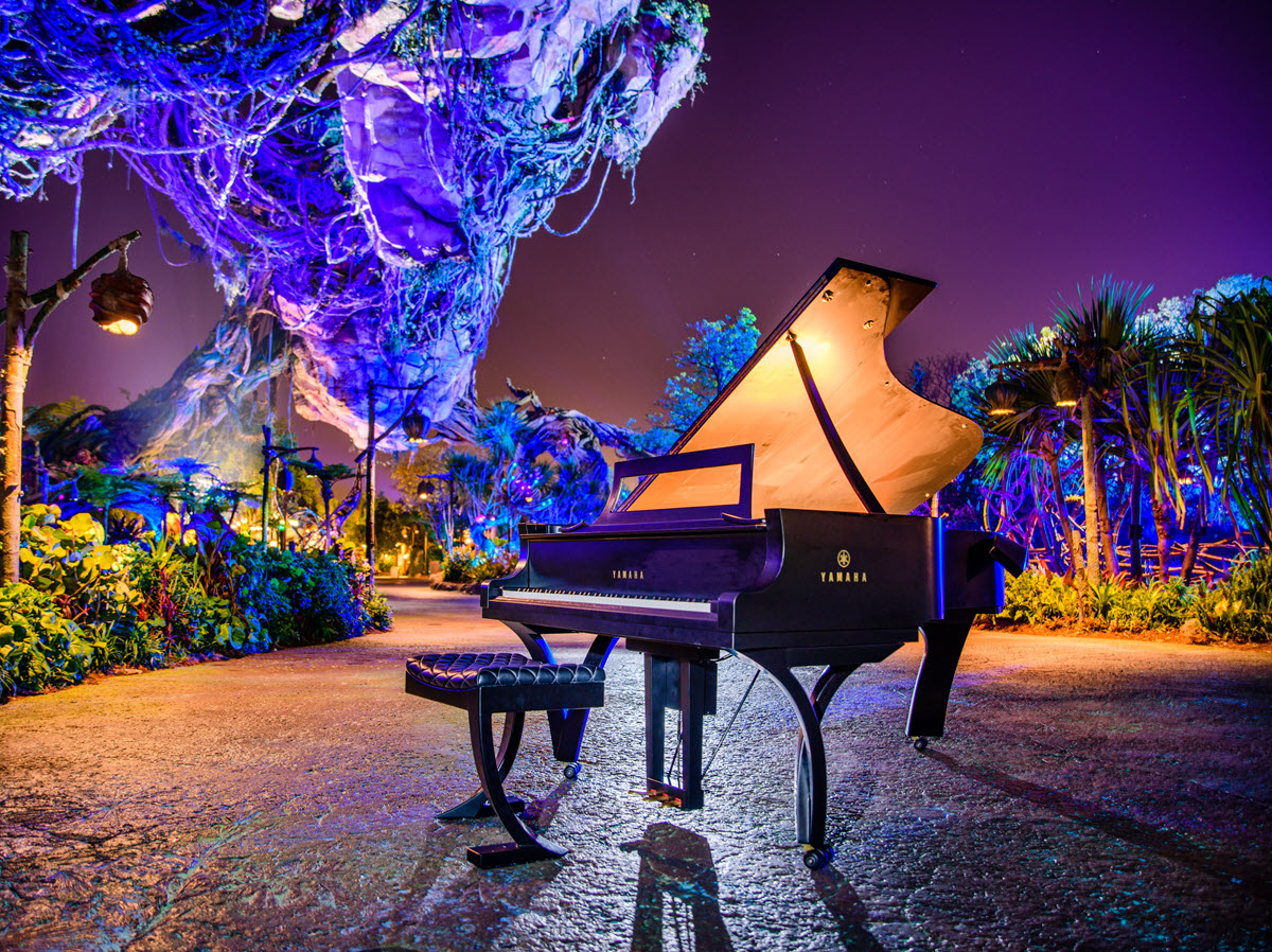 purple grand piano