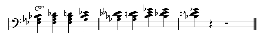 Left-handed rootless half-diminished bass.