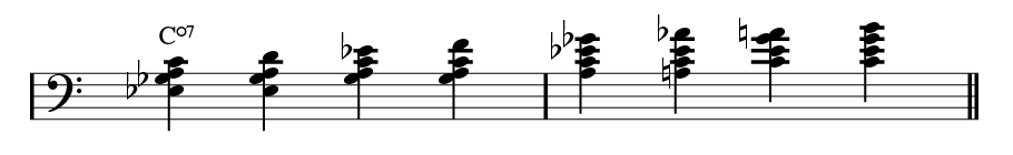 Left-handed rootless diminished bass.