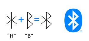 The runic letters for H and B which when imposed on each other become the Bluetooth logo.