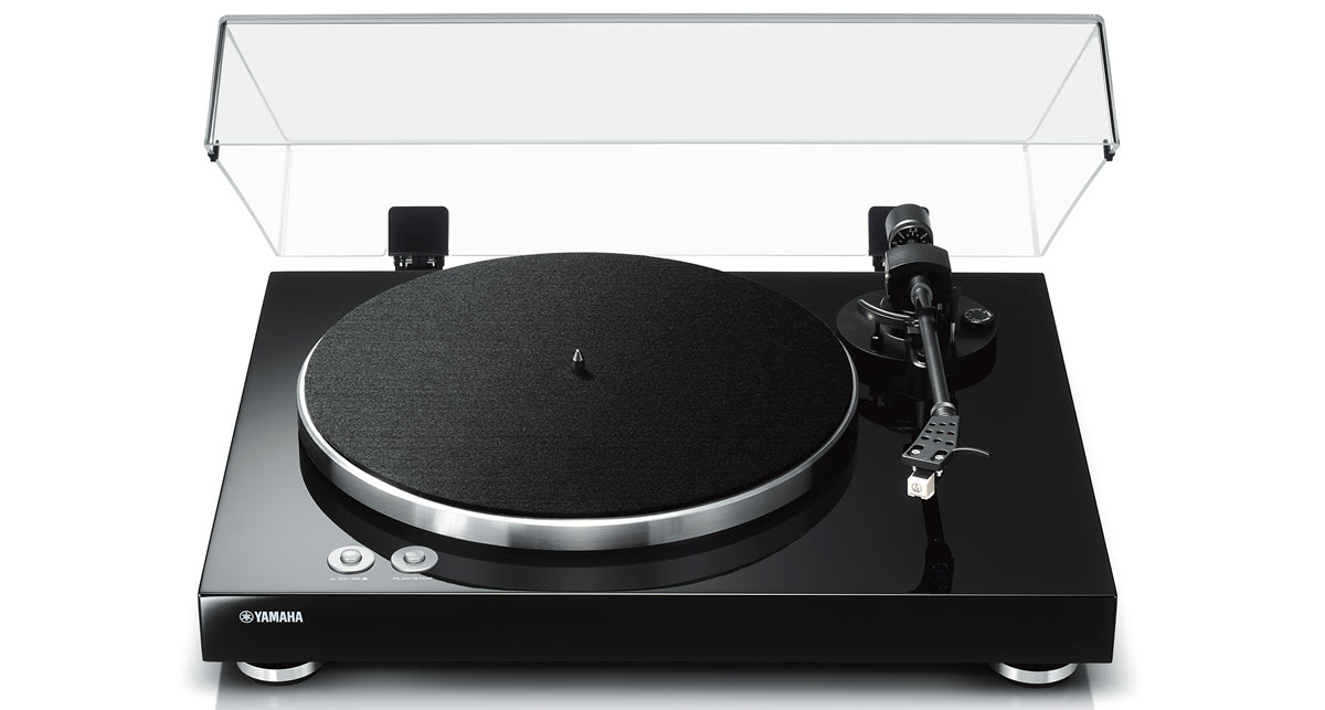 Turntable with lid open.