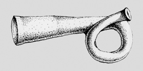 Drawing of an early trumpet.