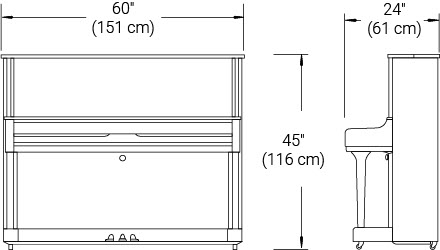 Size of a deals piano