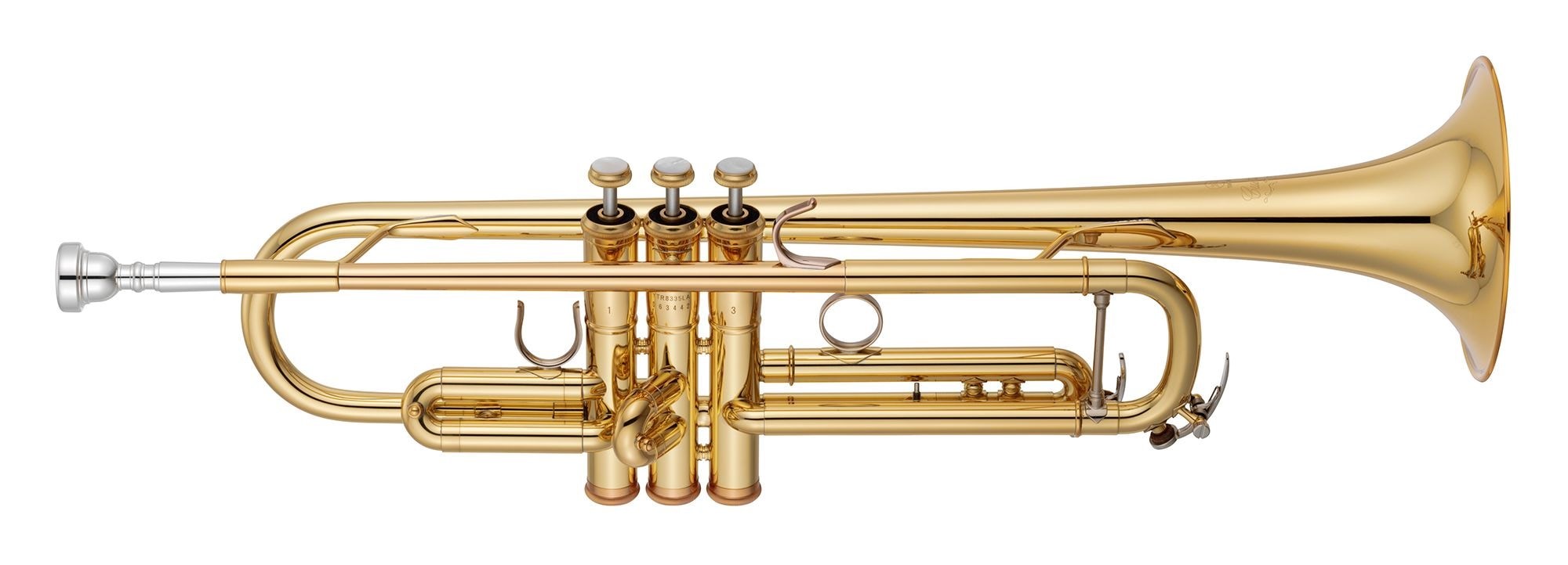 A shiny brass trumpet.