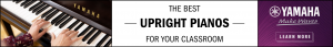 banner ad for upright pianos
